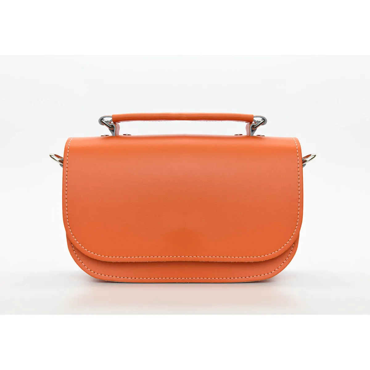 Zatchels Aura Handmade Leather Bag - Orange>Women Small Satchels|The Aura