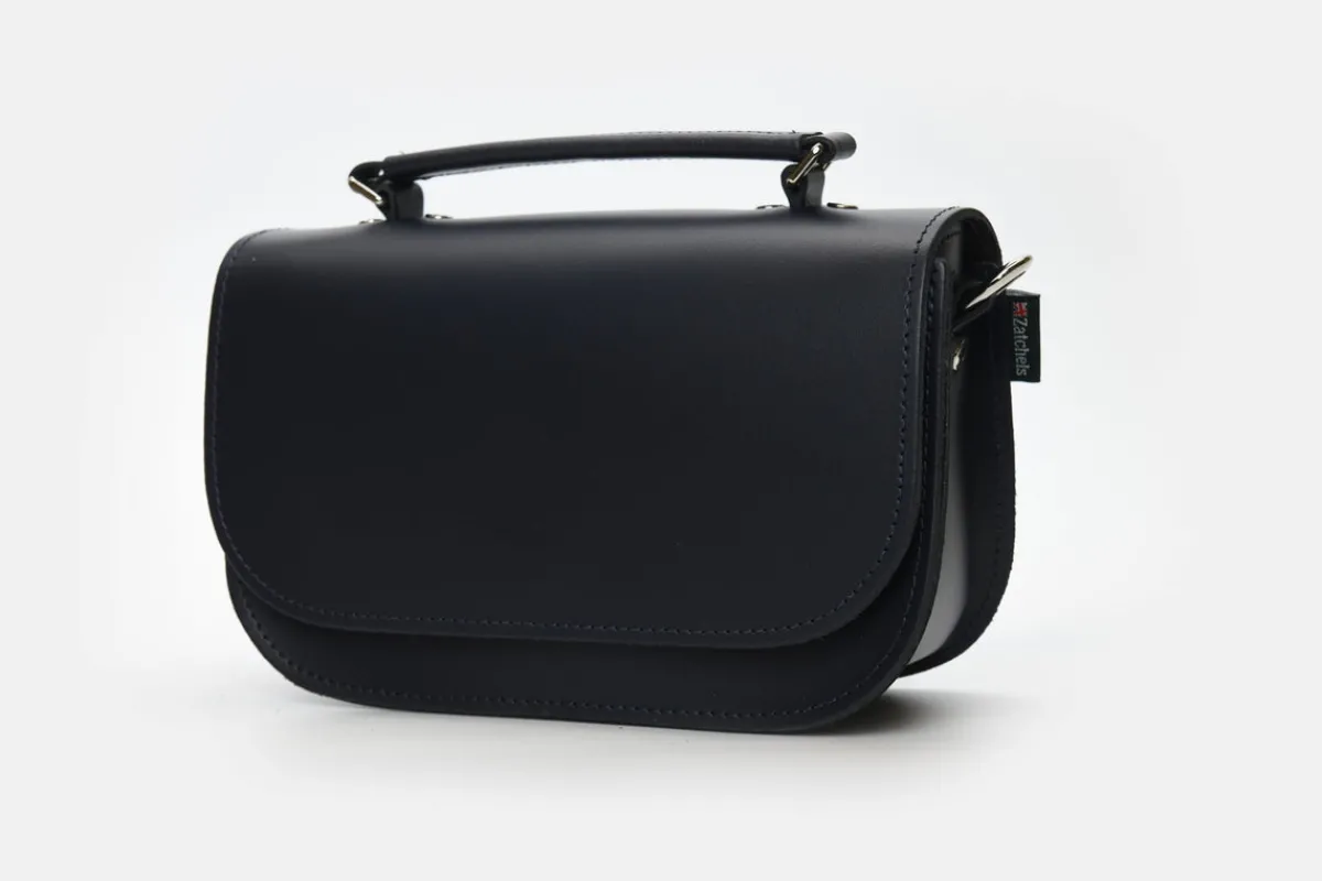 Zatchels Aura Handmade Leather Bag - Navy Blue>Women Small Satchels|The Aura