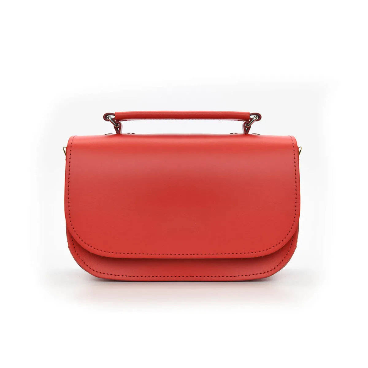 Zatchels Aura Handmade Leather Bag - Pillar Box Red>Women Small Satchels|The Aura