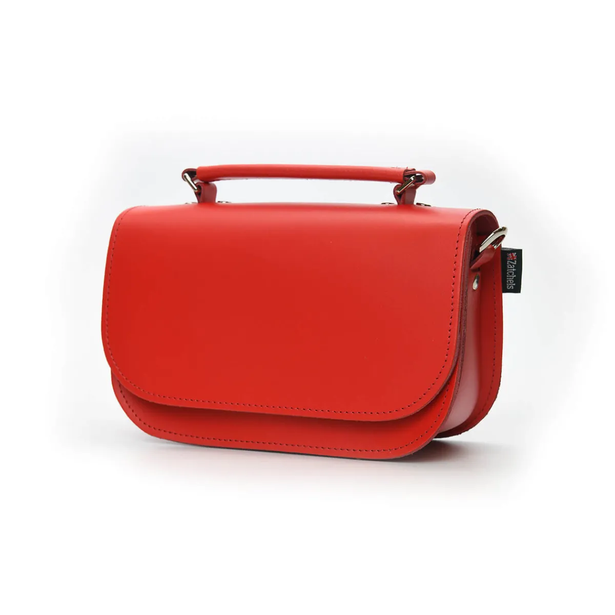 Zatchels Aura Handmade Leather Bag - Pillar Box Red>Women Small Satchels|The Aura