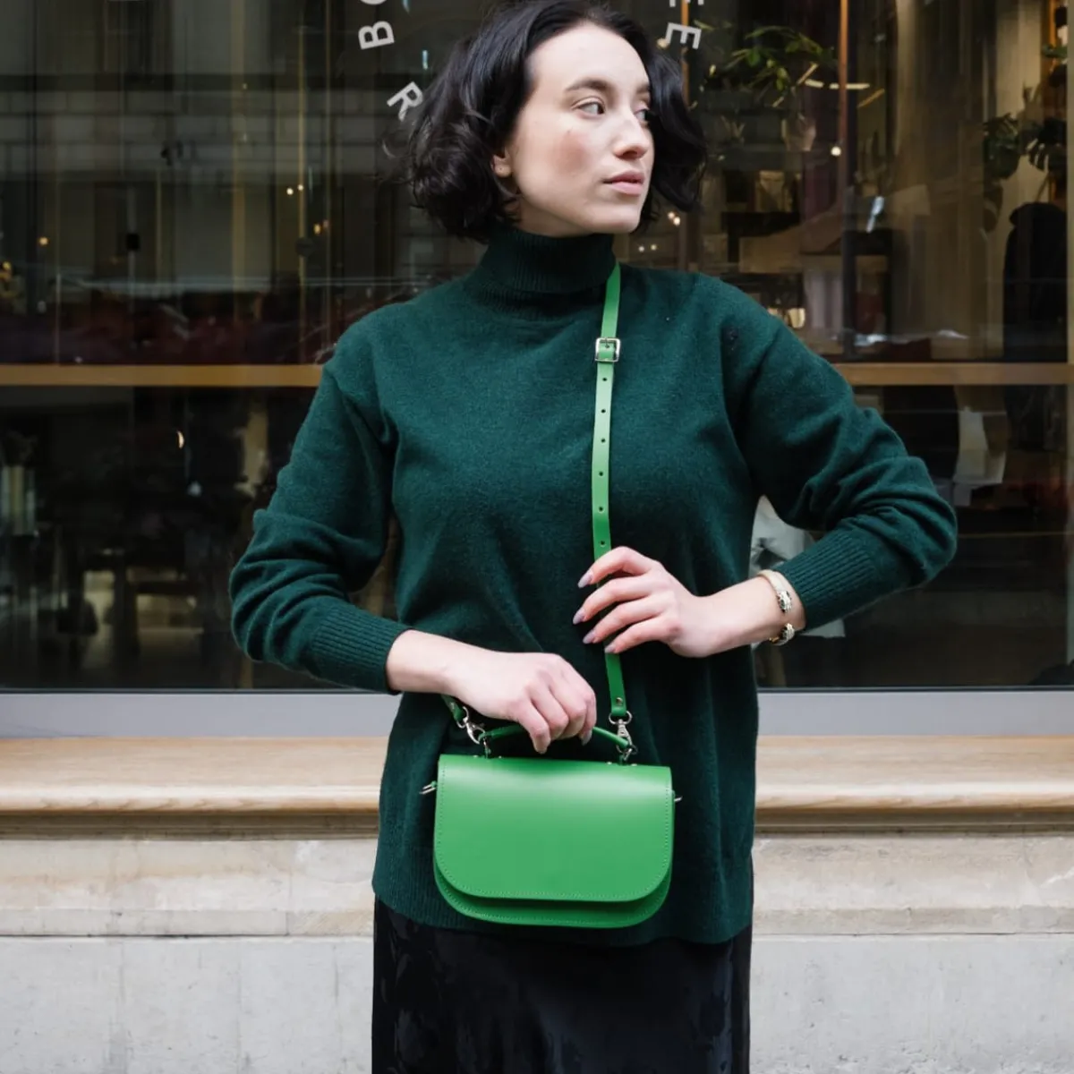 Zatchels Aura Handmade Leather Bag - Green>Women Small Satchels|The Aura
