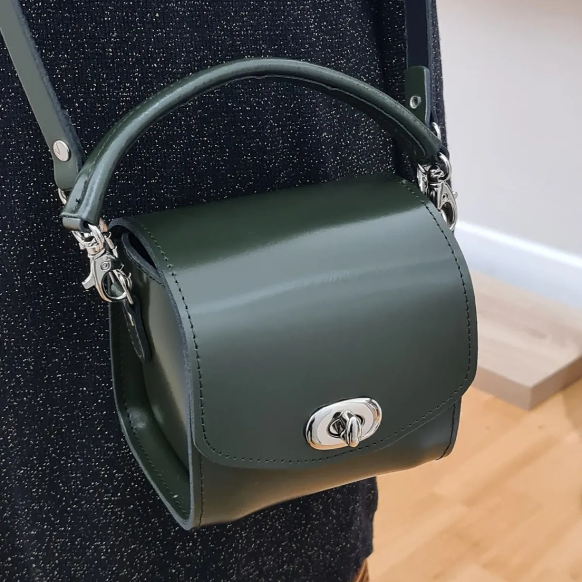 Zatchels Bauble Handmade High Shine Leather Handbag - Ivy Green><noscript><img width=