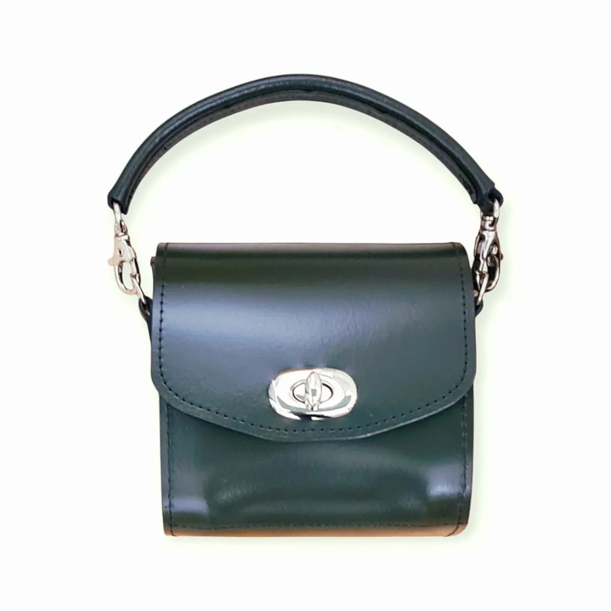 Zatchels Bauble Handmade High Shine Leather Handbag - Ivy Green><noscript><img width=