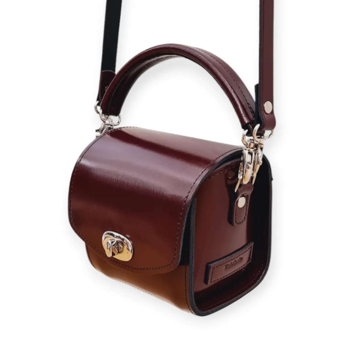 Zatchels Bauble Handmade High Shine Leather Handbag - Marsala Red>Women Bauble Bags