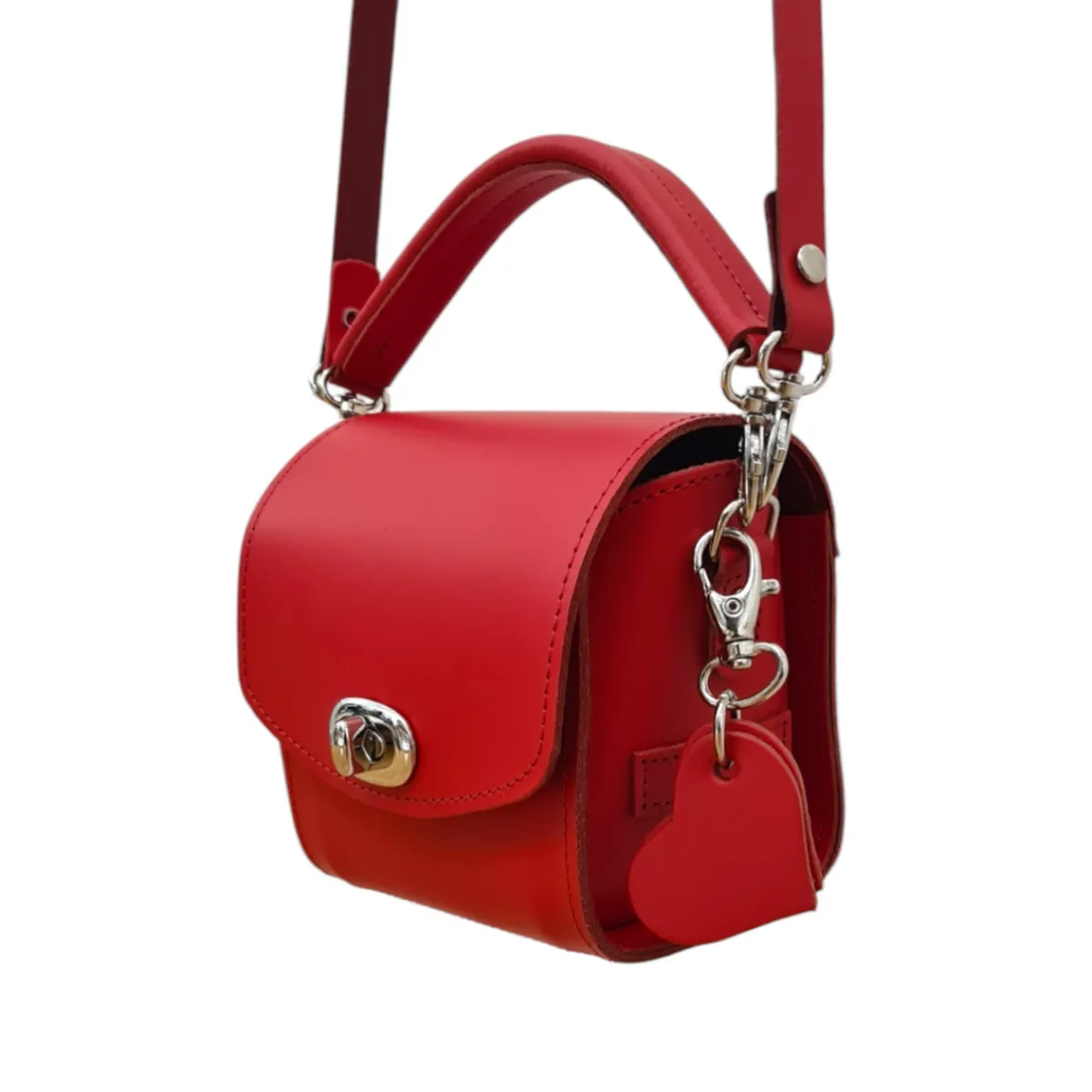 Zatchels Bauble Leather Handbag - Love Hearts - Pillar Box Red In Stock & Ready to Ship>Women Bauble Bags