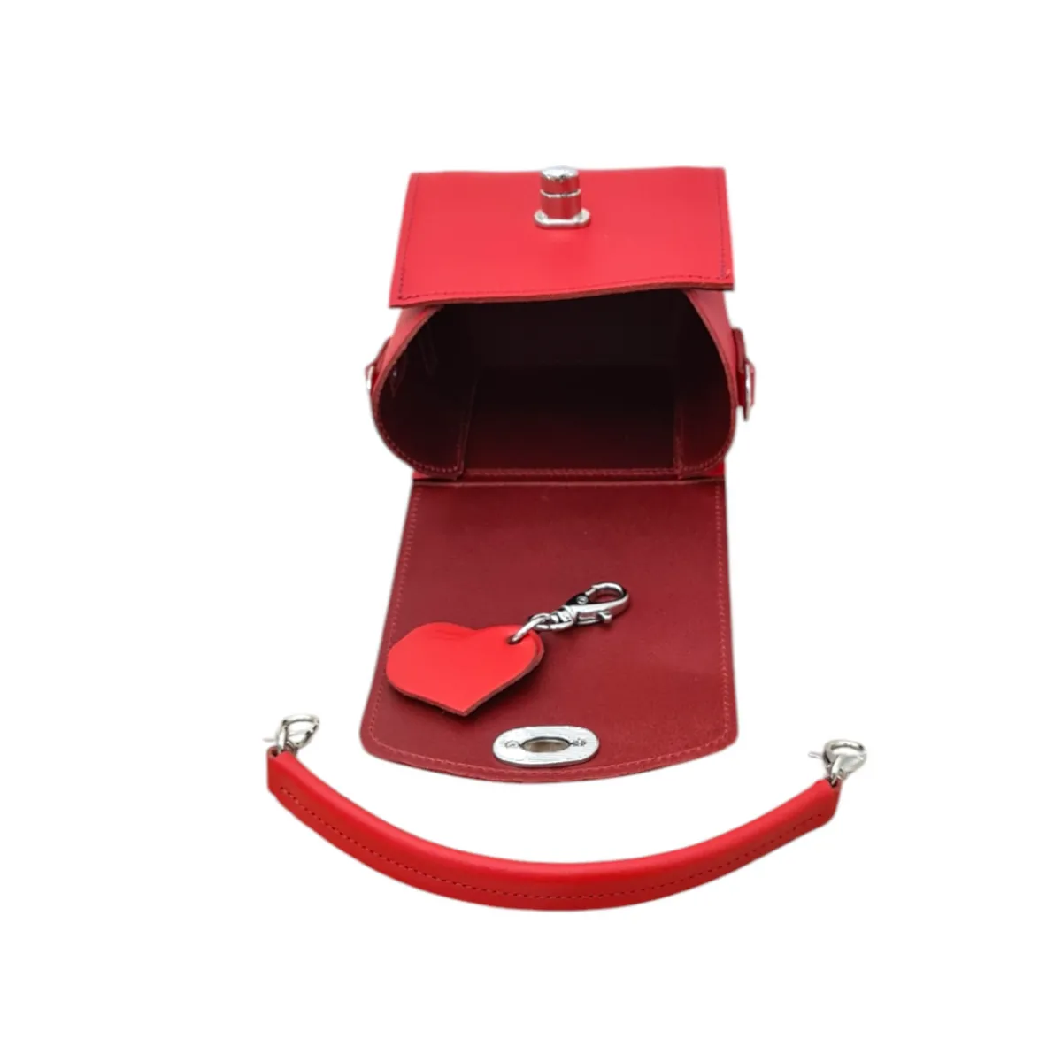 Zatchels Bauble Leather Handbag - Love Hearts - Pillar Box Red In Stock & Ready to Ship><noscript><img width=