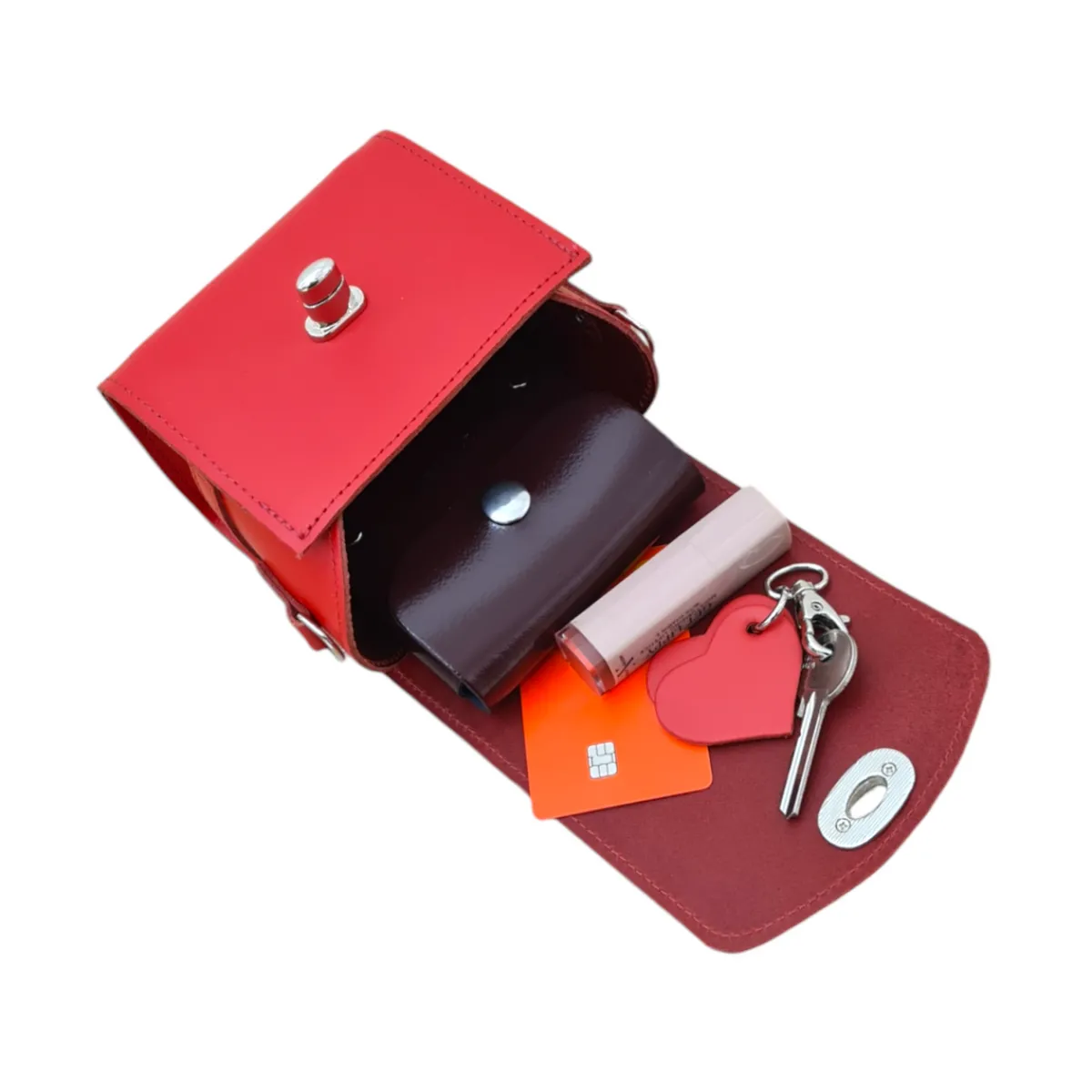 Zatchels Bauble Leather Handbag - Love Hearts - Pillar Box Red In Stock & Ready to Ship><noscript><img width=