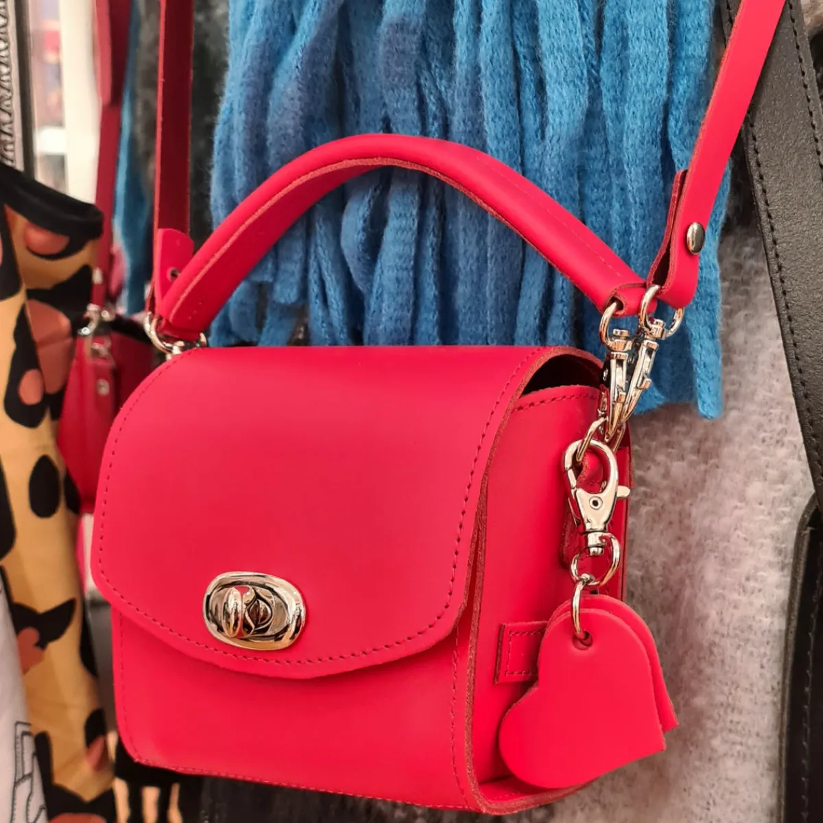 Zatchels Bauble Leather Handbag - Love Hearts - Pillar Box Red In Stock & Ready to Ship><noscript><img width=