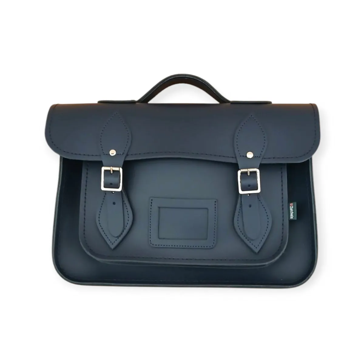 Zatchels Black Leather Satchel - 13'' with Handle & Magnets - In Stock & Ready to Ship>Women Classic Satchels