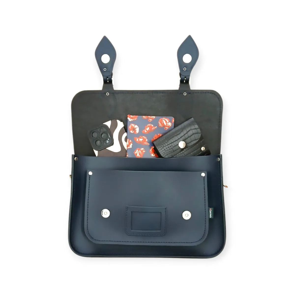 Zatchels Black Leather Satchel - 13'' with Handle & Magnets - In Stock & Ready to Ship><noscript><img width=