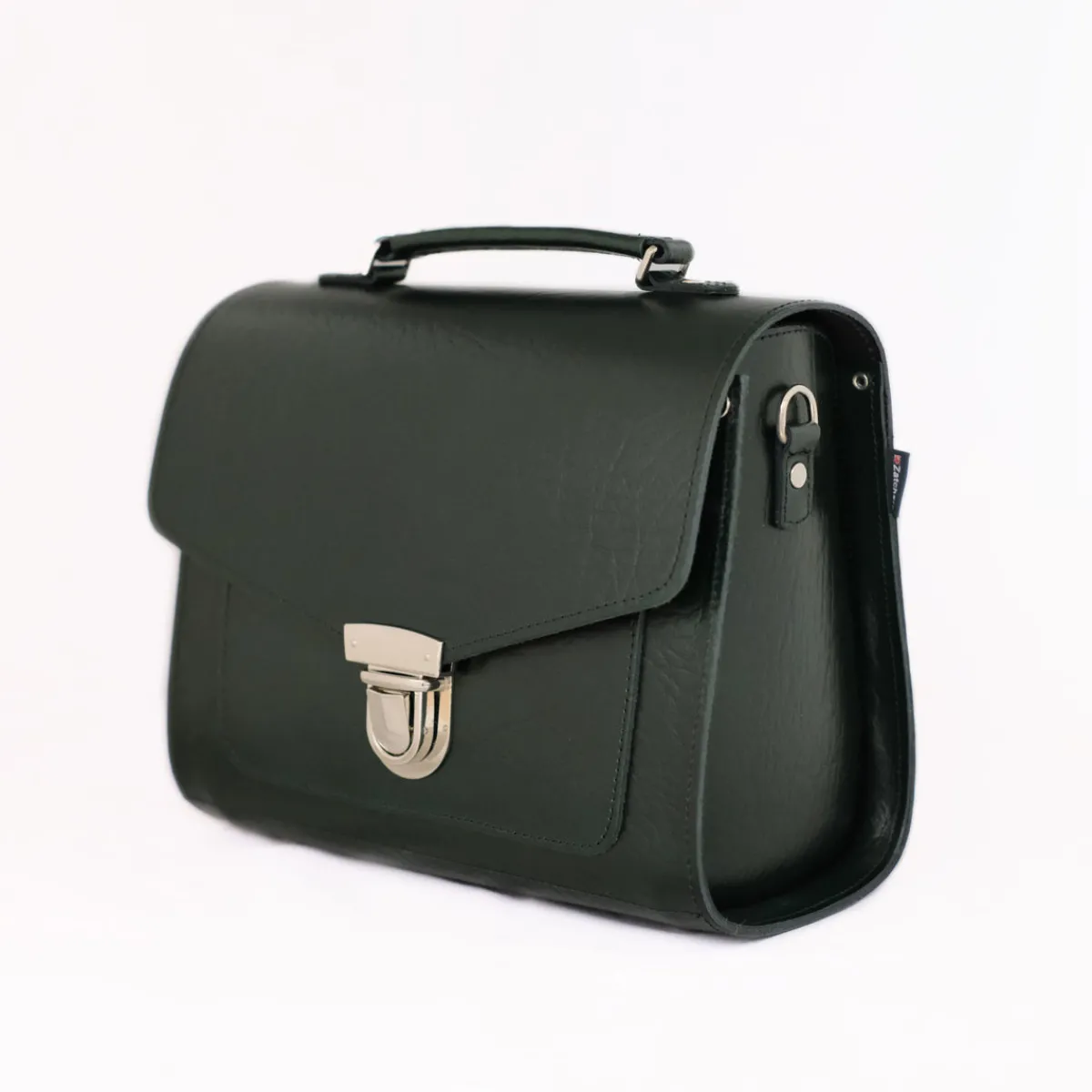 Zatchels Executive Handmade Leather Sugarcube Grande - British Racing Green>Women Cross Body Bags|Sugarcubes