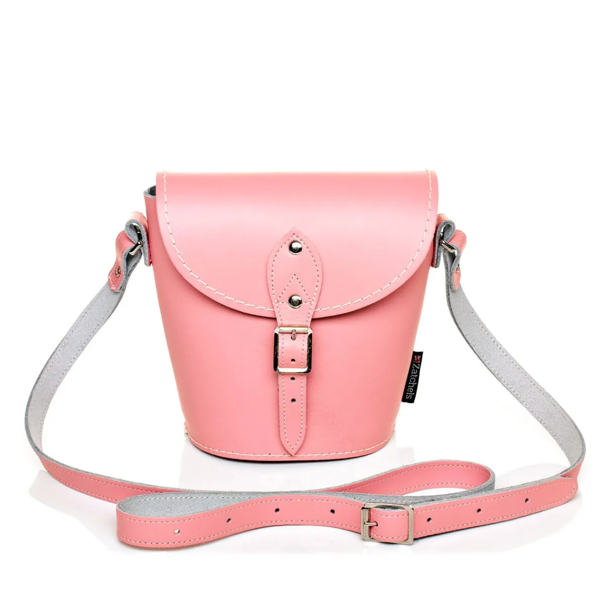 Zatchels Handmade Leather Barrel Bag - Pastel Pink>Women Barrel Bags