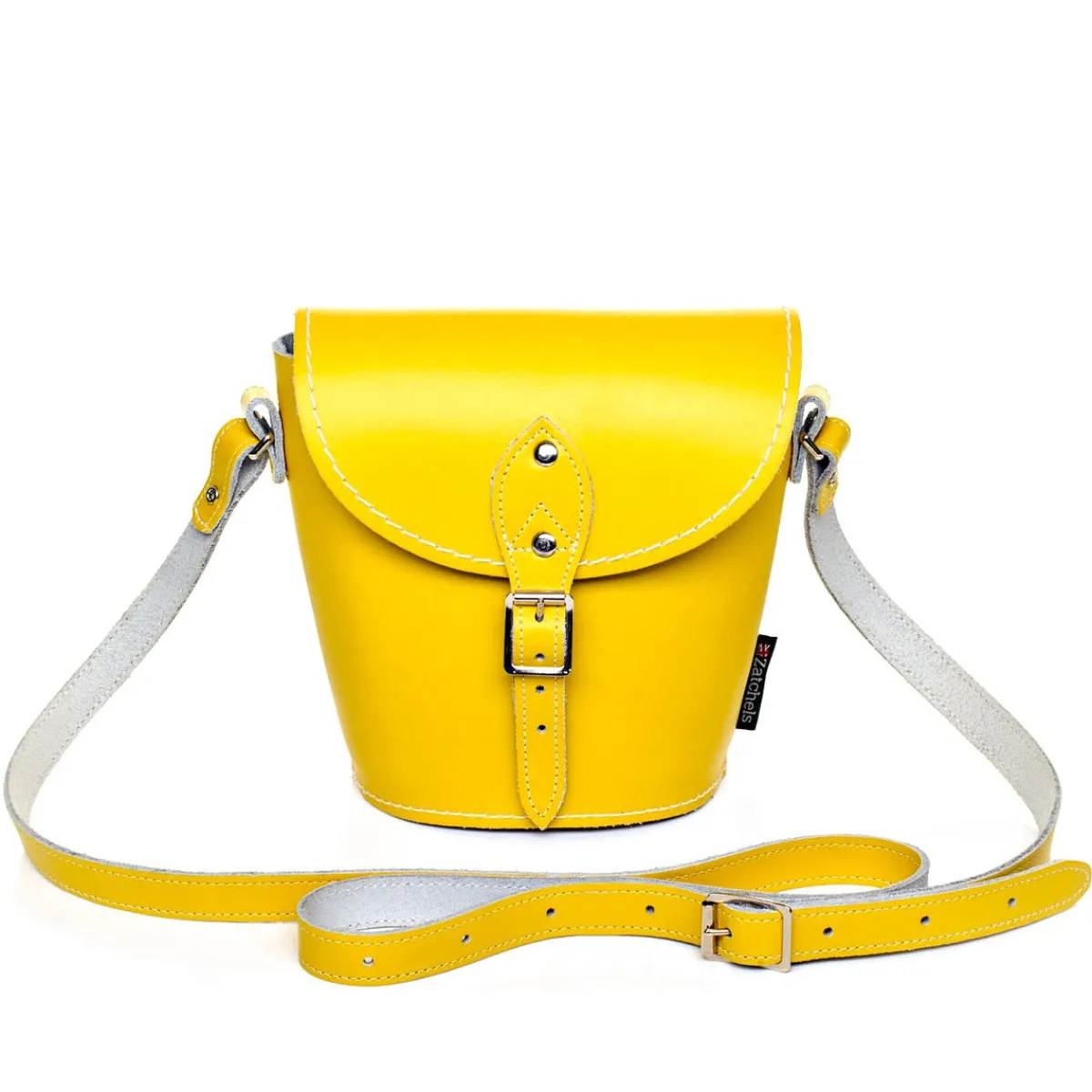 Zatchels Handmade Leather Barrel Bag - Pastel Daffodil Yellow>Women Barrel Bags