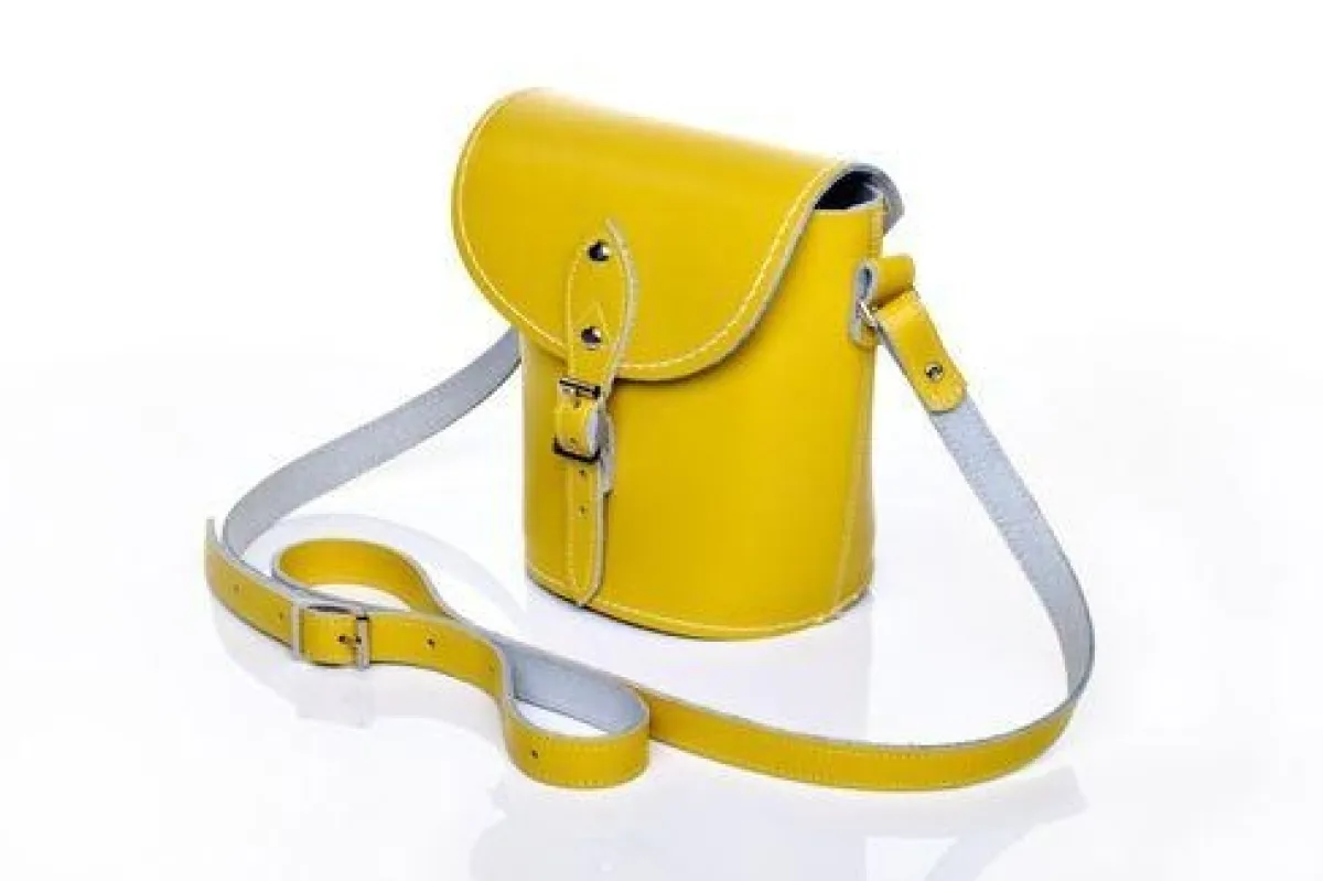 Zatchels Handmade Leather Barrel Bag - Pastel Daffodil Yellow>Women Barrel Bags