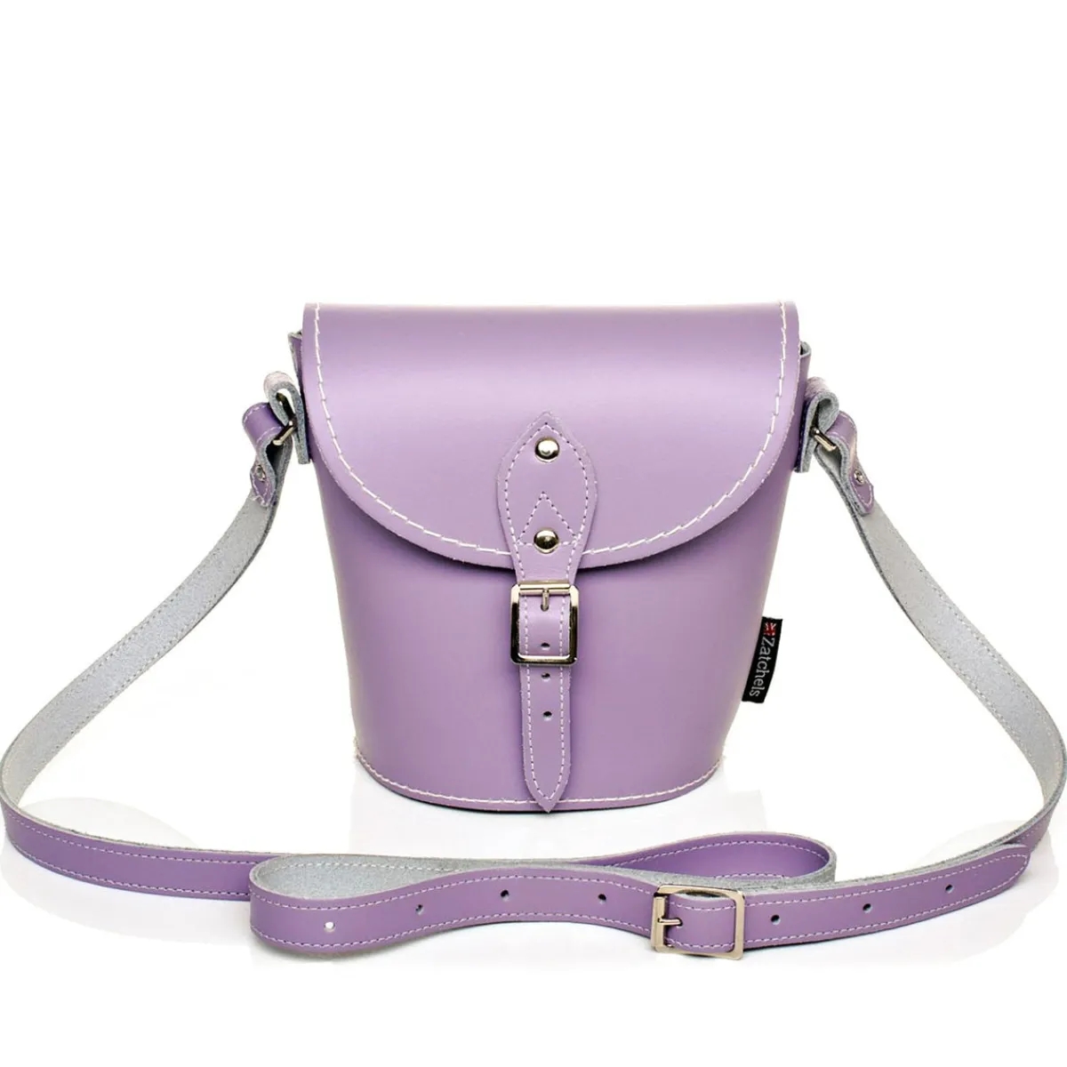 Zatchels Handmade Leather Barrel Bag - Pastel Violet>Women Barrel Bags