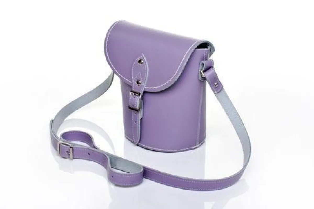 Zatchels Handmade Leather Barrel Bag - Pastel Violet>Women Barrel Bags