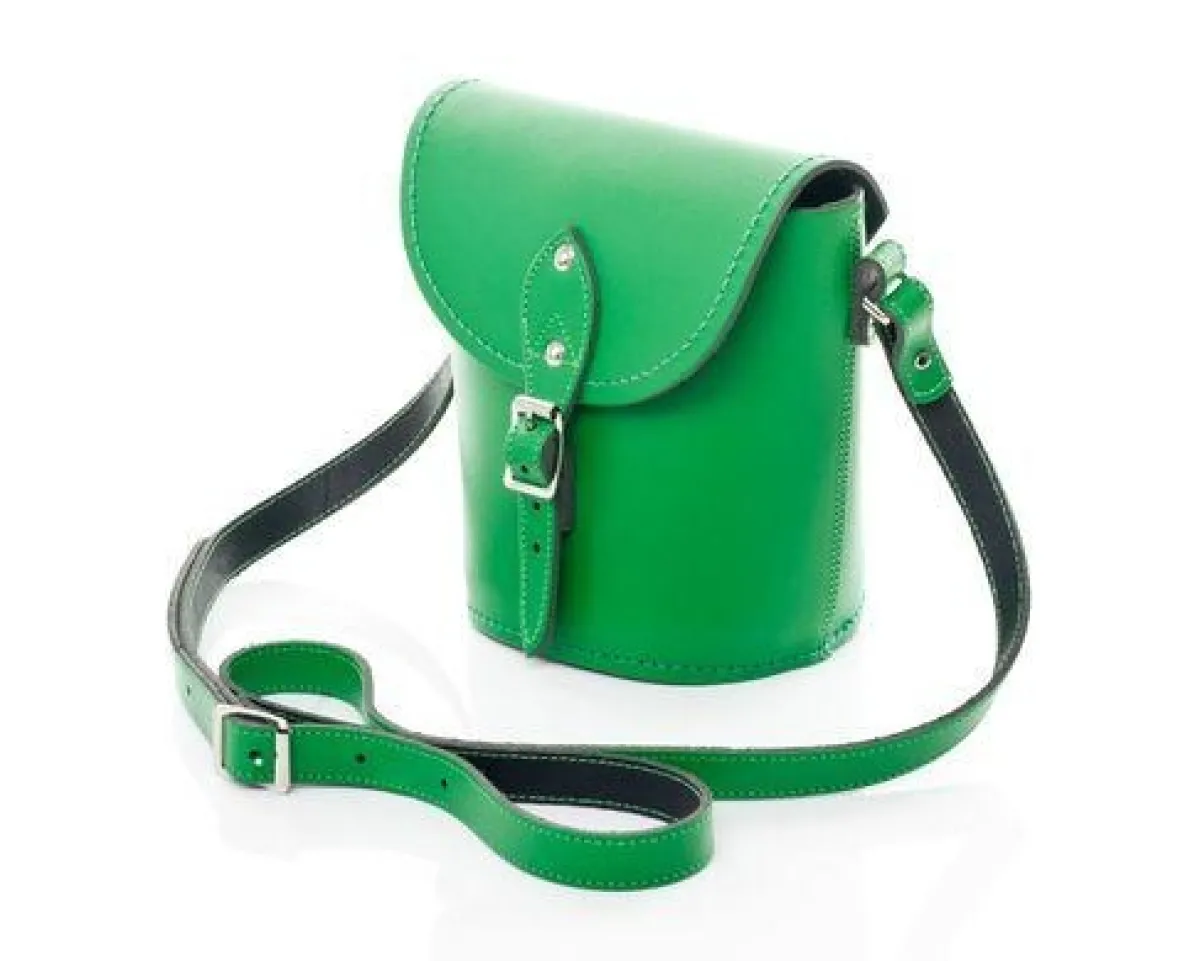 Zatchels Handmade Leather Barrel Bag - Green>Women Barrel Bags