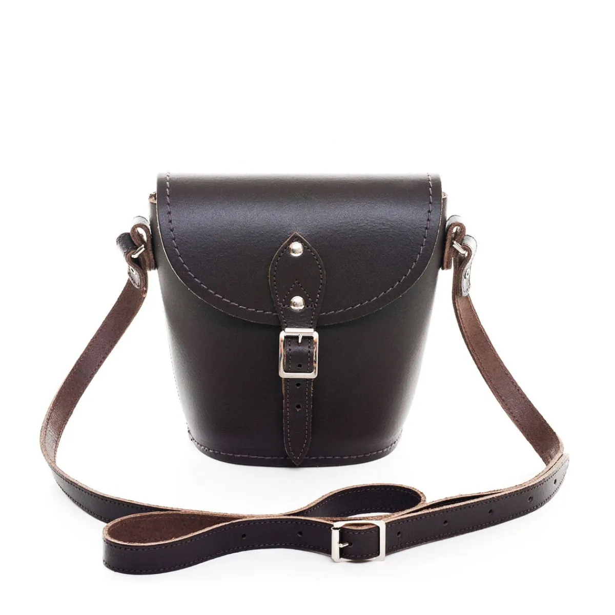 Zatchels Handmade Leather Barrel Bag - Dark Brown>Women Barrel Bags