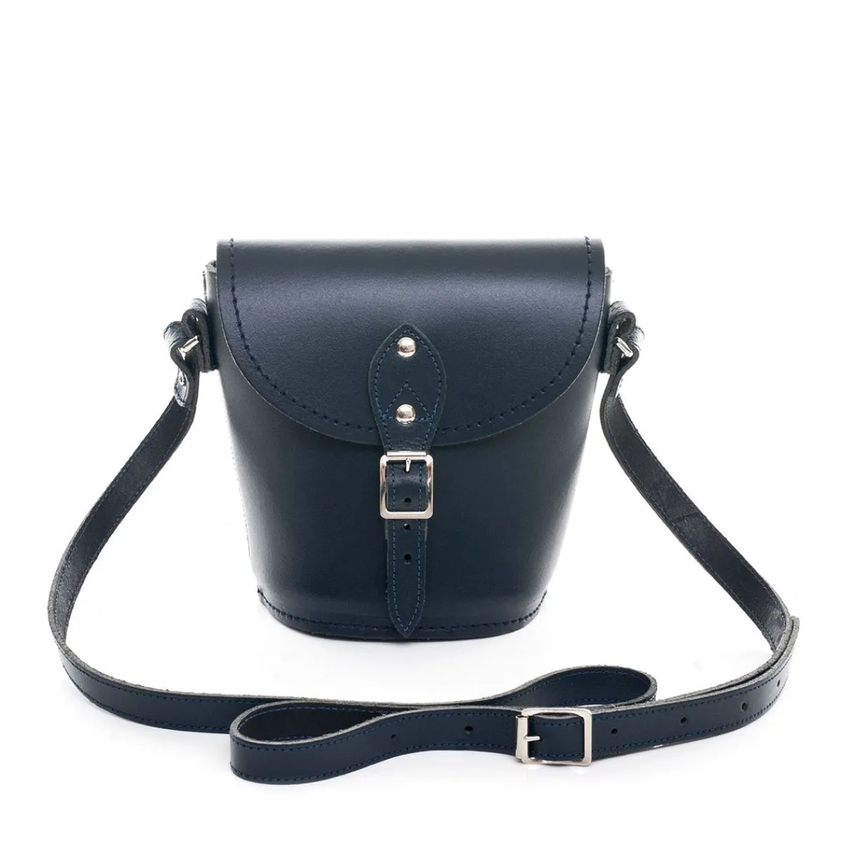 Zatchels Handmade Leather Barrel Bag - Navy>Women Barrel Bags