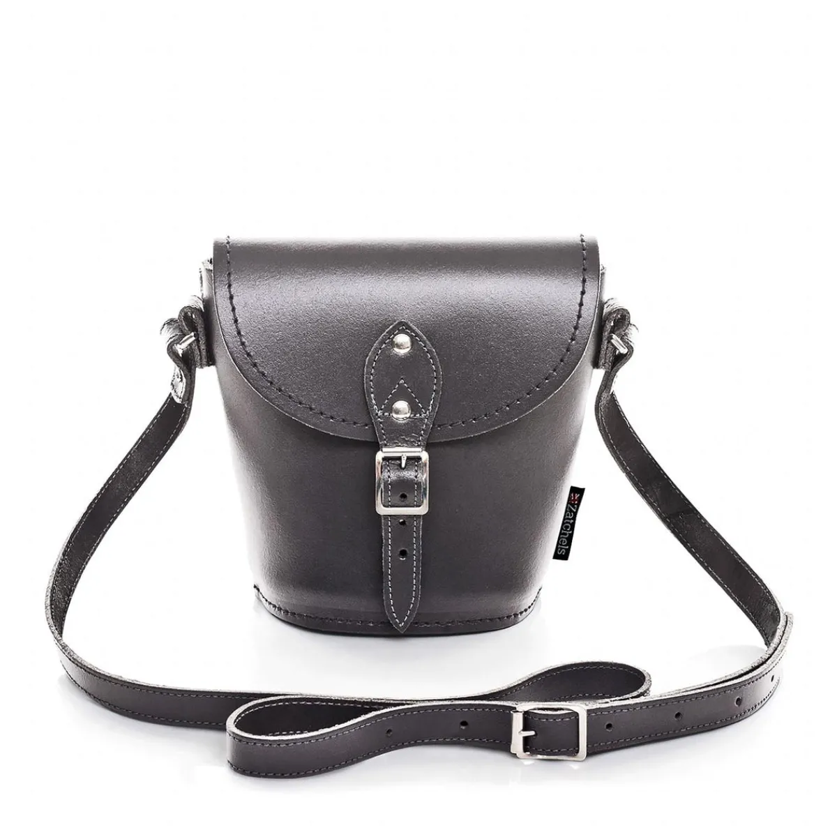Zatchels Handmade Leather Barrel Bag - Graphite>Women Barrel Bags