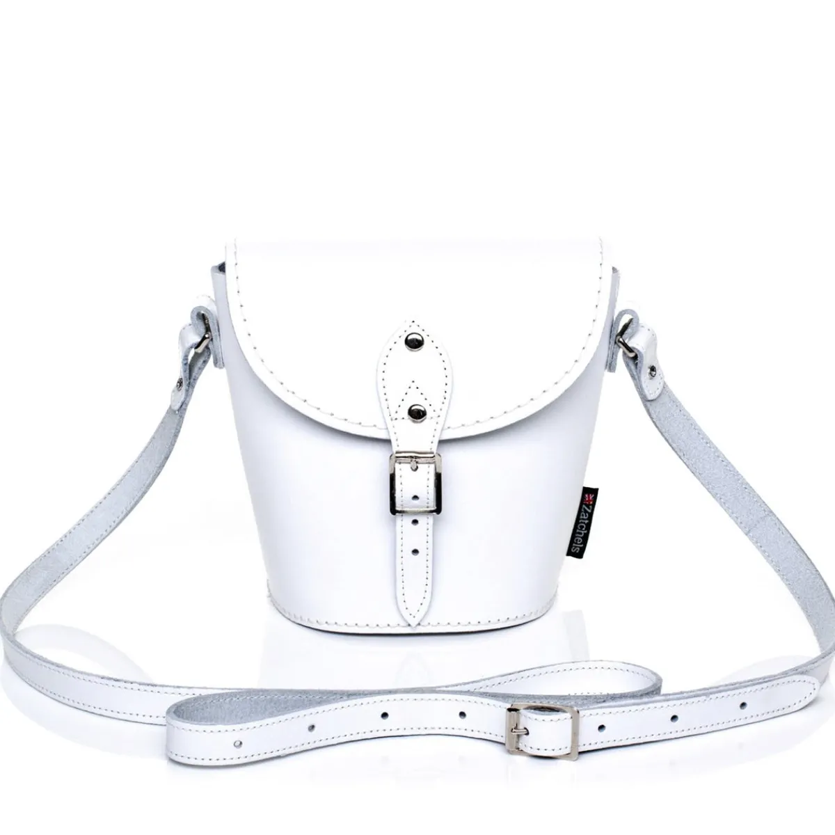 Zatchels Handmade Leather Barrel Bag - White>Women Barrel Bags