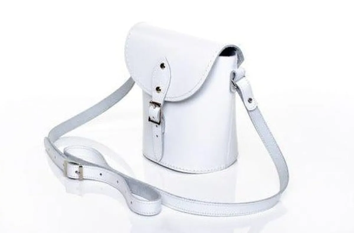 Zatchels Handmade Leather Barrel Bag - White>Women Barrel Bags