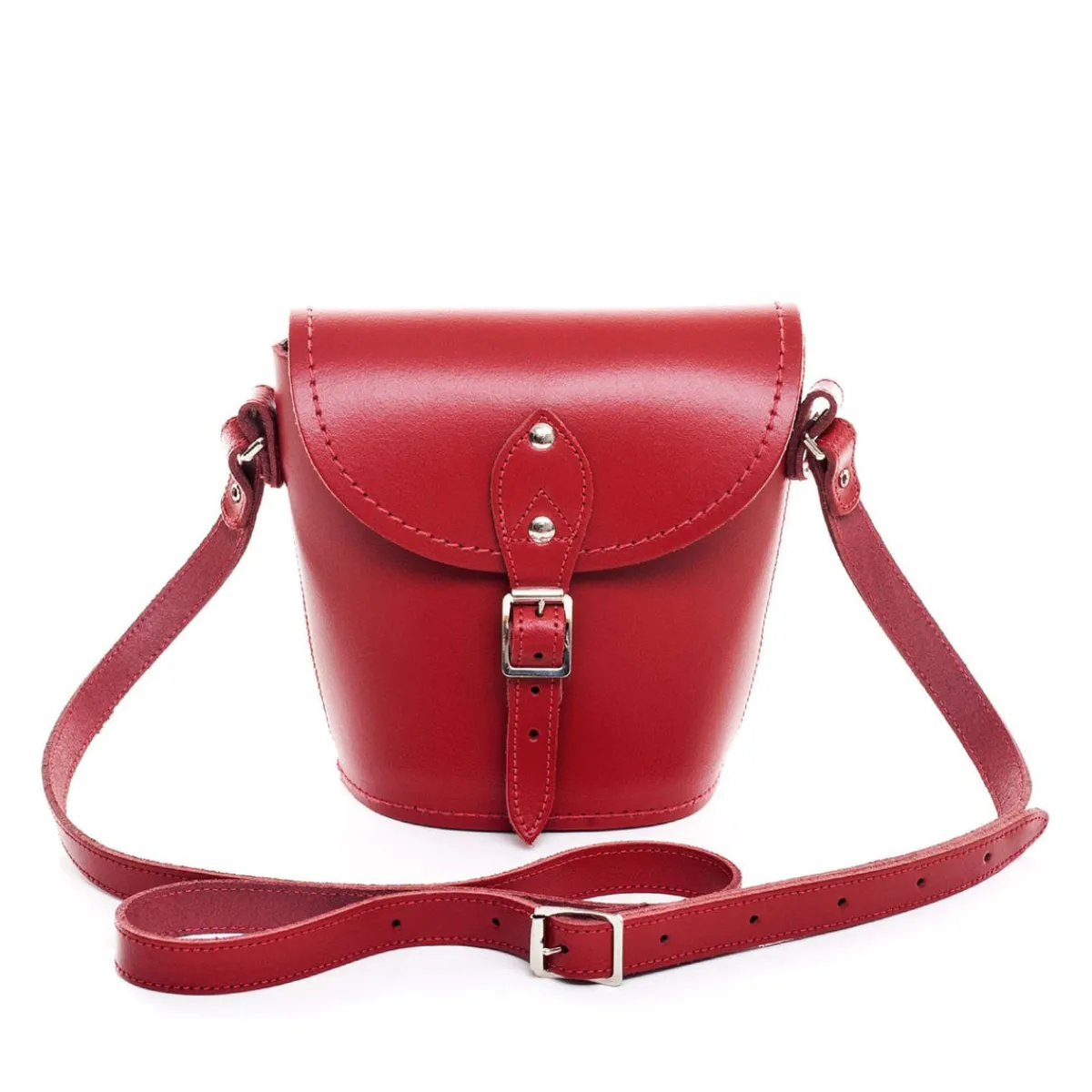 Zatchels Handmade Leather Barrel Bag - Red>Women Barrel Bags