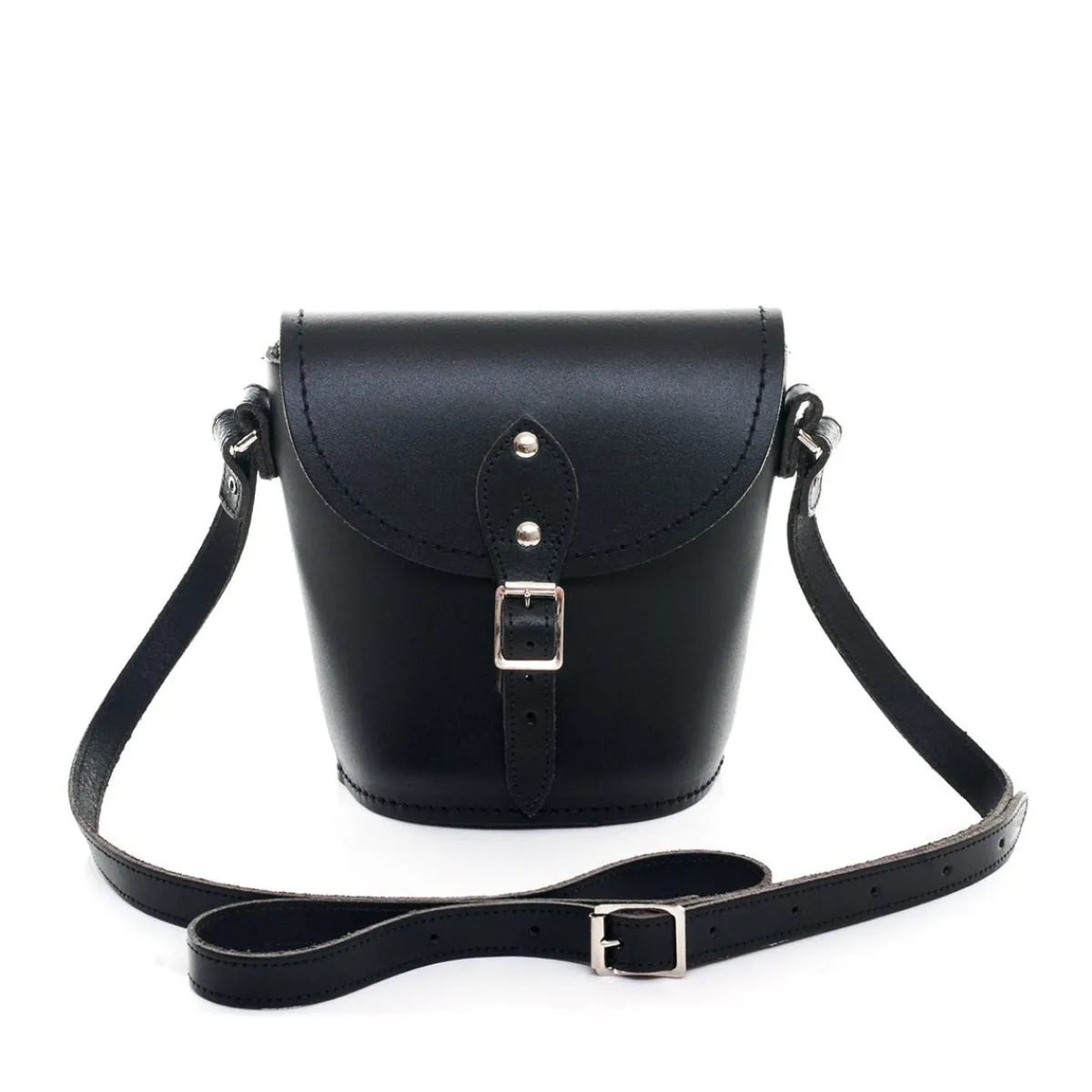Zatchels Handmade Leather Barrel Bag - Black>Women Barrel Bags