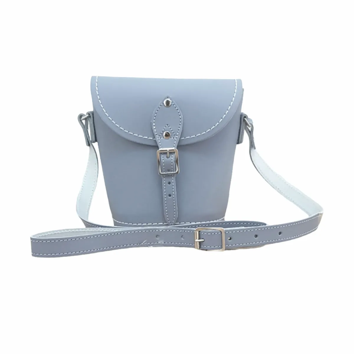 Zatchels Handmade Leather Barrel Bag - Lilac Grey>Women Barrel Bags
