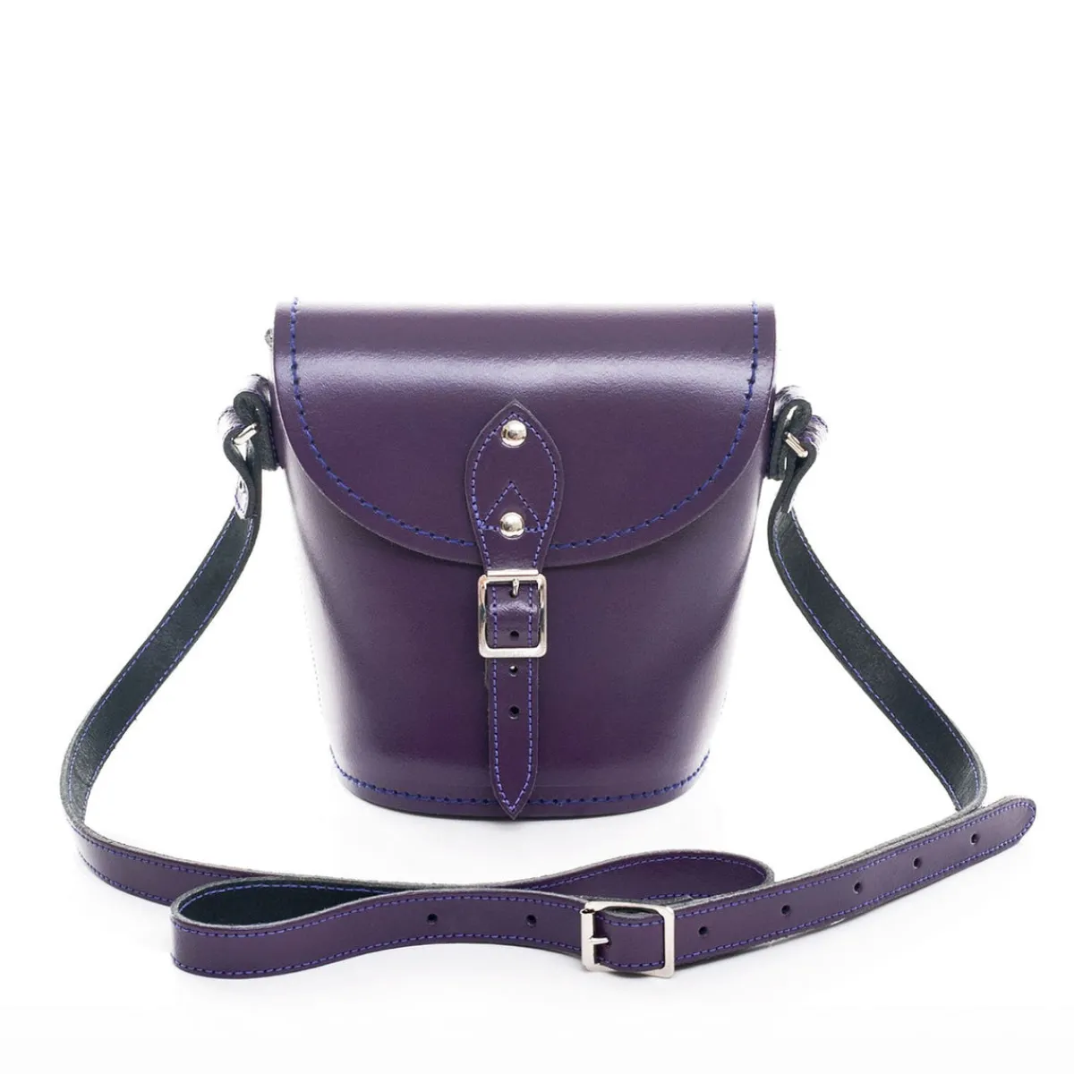 Zatchels Handmade Leather Barrel Bag - Purple>Women Barrel Bags
