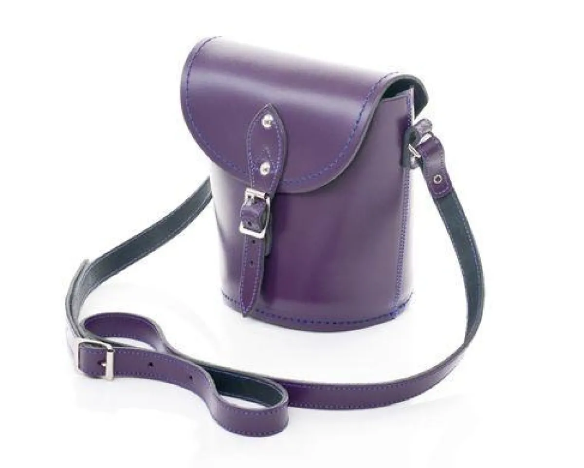 Zatchels Handmade Leather Barrel Bag - Purple>Women Barrel Bags