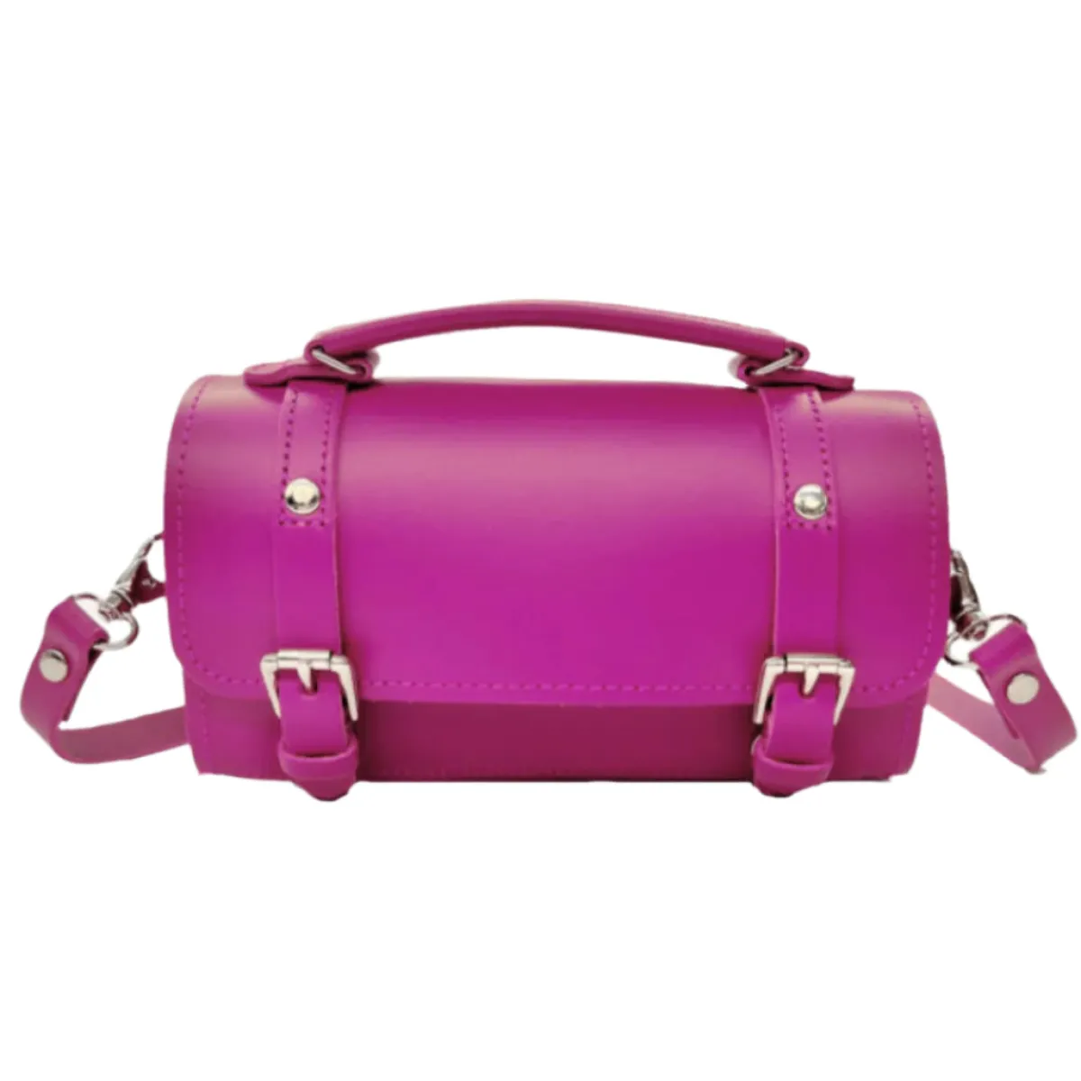 Zatchels Handmade Leather Bowler Bag - Magenta>Women Bowler Bags