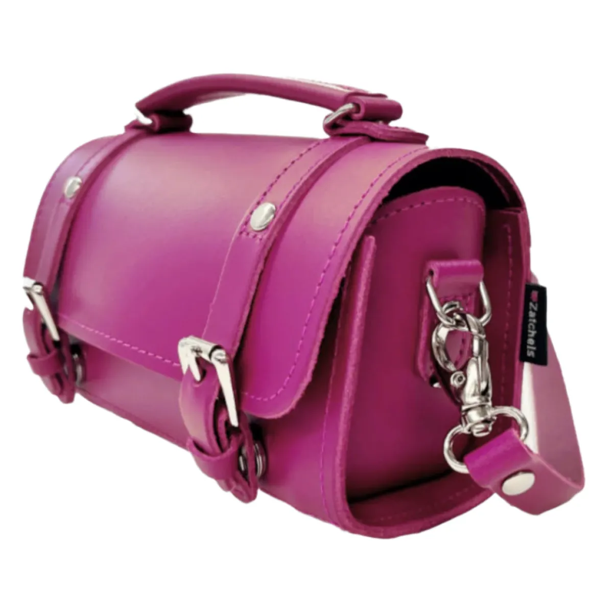 Zatchels Handmade Leather Bowler Bag - Magenta>Women Bowler Bags