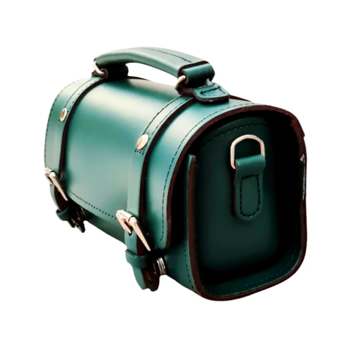 Zatchels Handmade Leather Bowler Bag - Teal>Women Bowler Bags