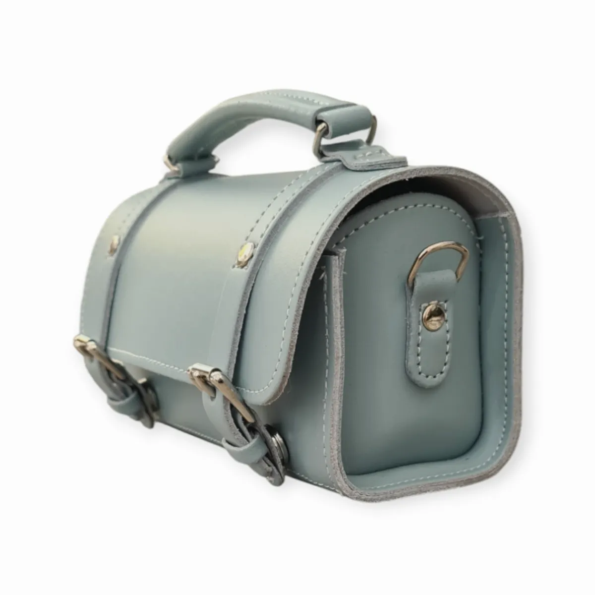 Zatchels Handmade Leather Bowler Bag - Sea Green>Women Bowler Bags