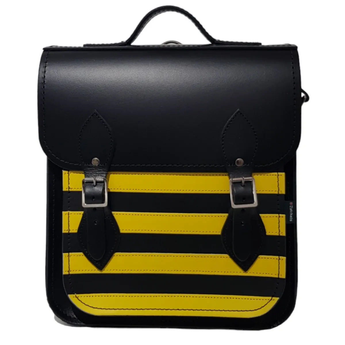 Zatchels Handmade Leather City Backpack - Gothic Striped Yellow & Black>Women Backpacks|Backpacks