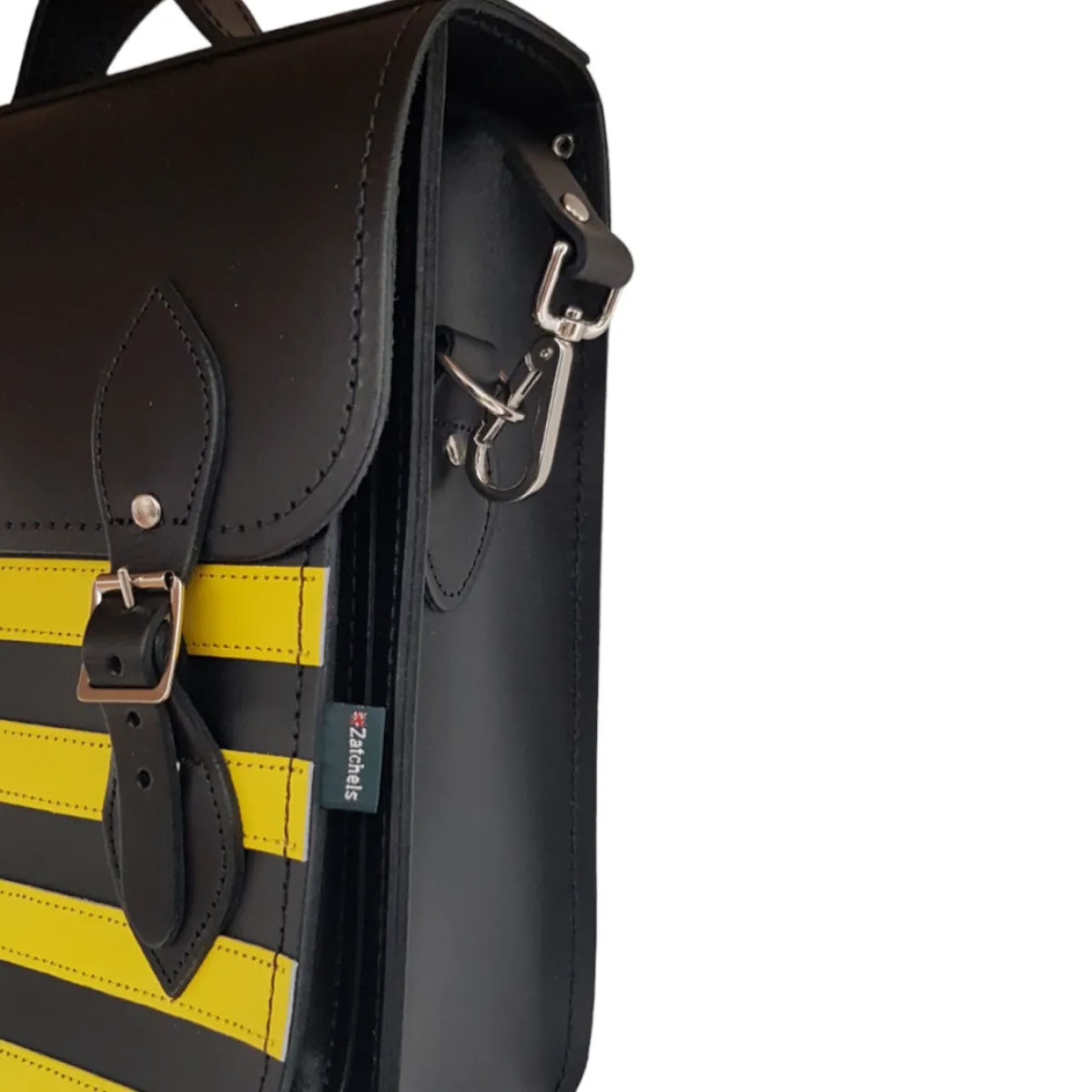 Zatchels Handmade Leather City Backpack - Gothic Striped Yellow & Black>Women Backpacks|Backpacks