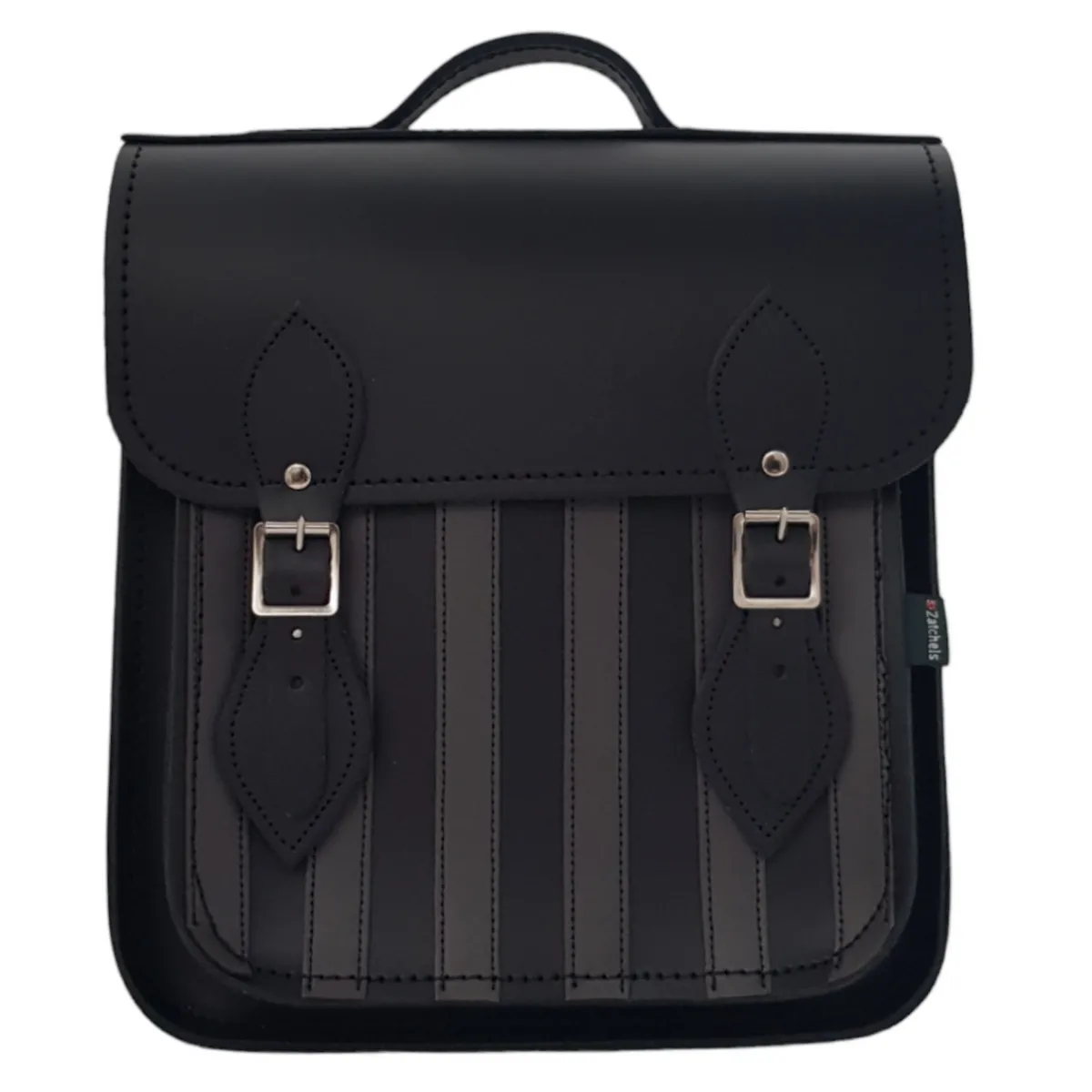 Zatchels Handmade Leather City Backpack - Gothic Striped Grey & Black>Women Backpacks|Backpacks