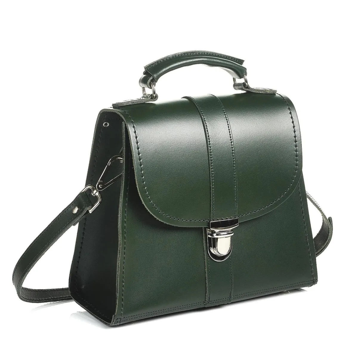 Zatchels Handmade Leather Cross Body Bag - Ivy Green>Women Cross Body Bags