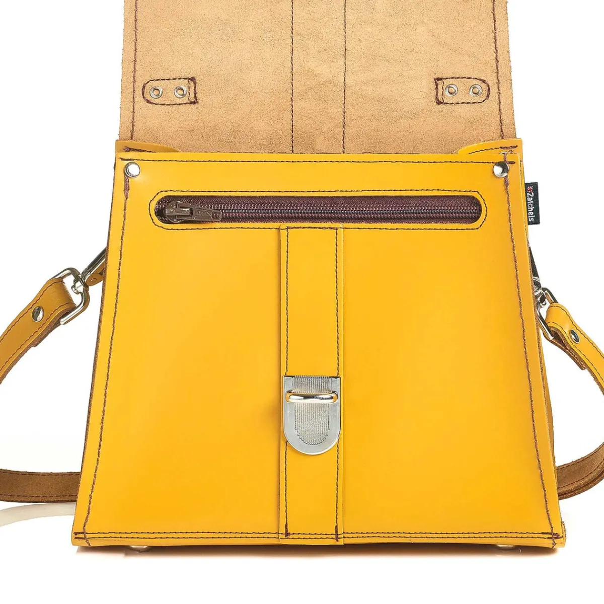 Zatchels Handmade Leather Cross Body Bag - Yellow Ochre><noscript><img width=