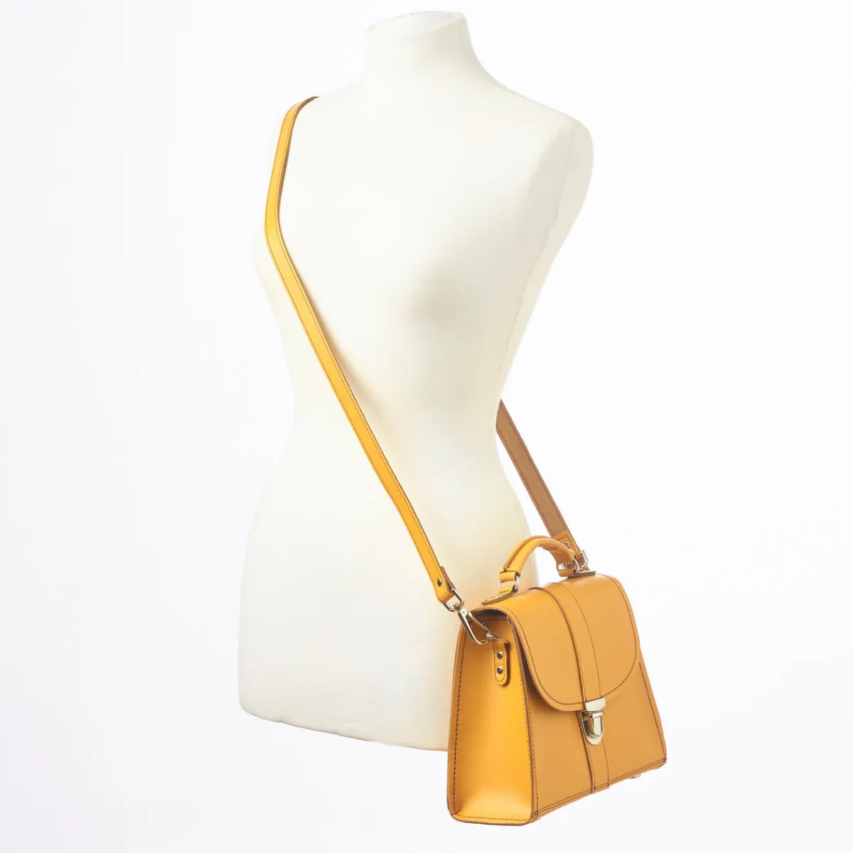 Zatchels Handmade Leather Cross Body Bag - Yellow Ochre><noscript><img width=