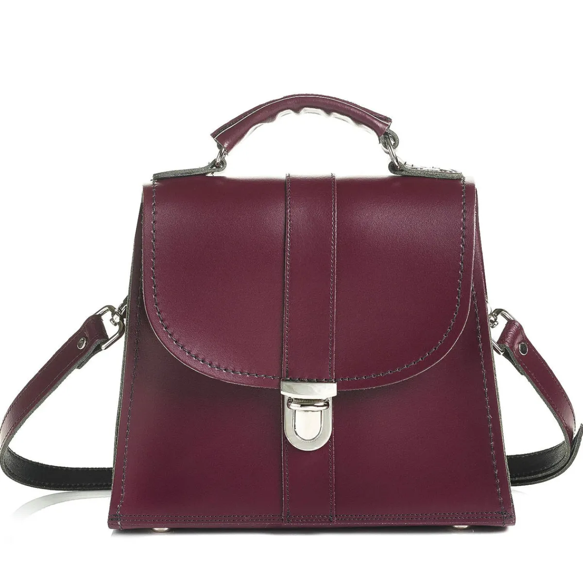 Zatchels Handmade Leather Cross Body Bag - Marsala Red>Women Cross Body Bags