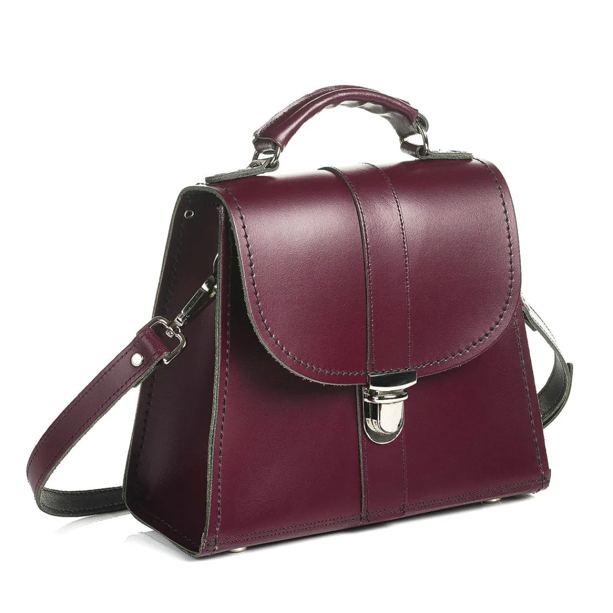 Zatchels Handmade Leather Cross Body Bag - Marsala Red>Women Cross Body Bags