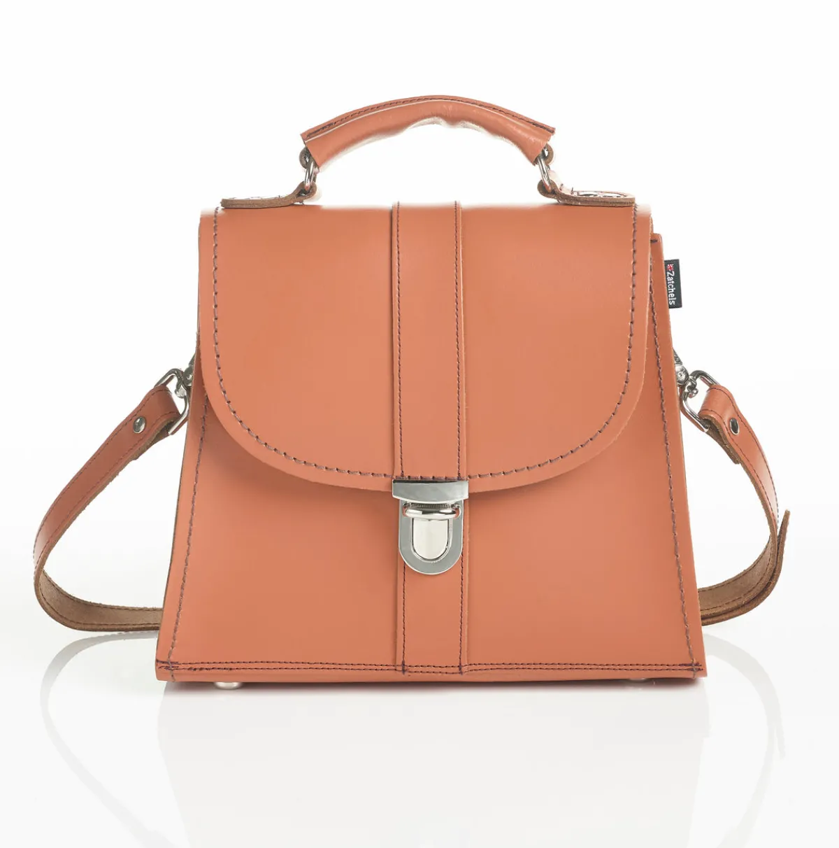 Zatchels Handmade Leather Cross Body Bag - Burnt Orange>Women Cross Body Bags