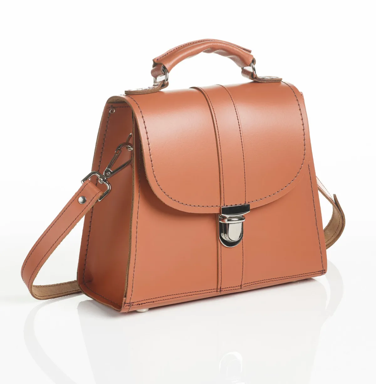 Zatchels Handmade Leather Cross Body Bag - Burnt Orange>Women Cross Body Bags