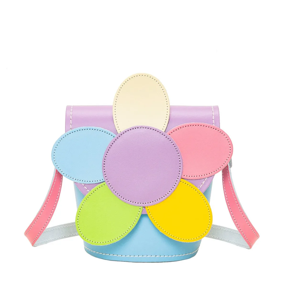 Zatchels Handmade Leather Daisy Barrel Bag - Pastel Kaleidoscope>Women Barrel Bags