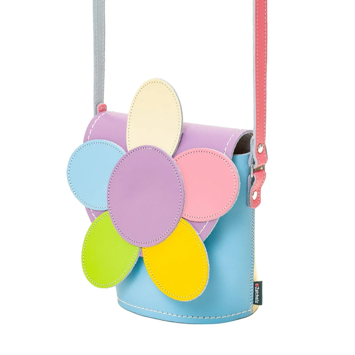 Zatchels Handmade Leather Daisy Barrel Bag - Pastel Kaleidoscope>Women Barrel Bags