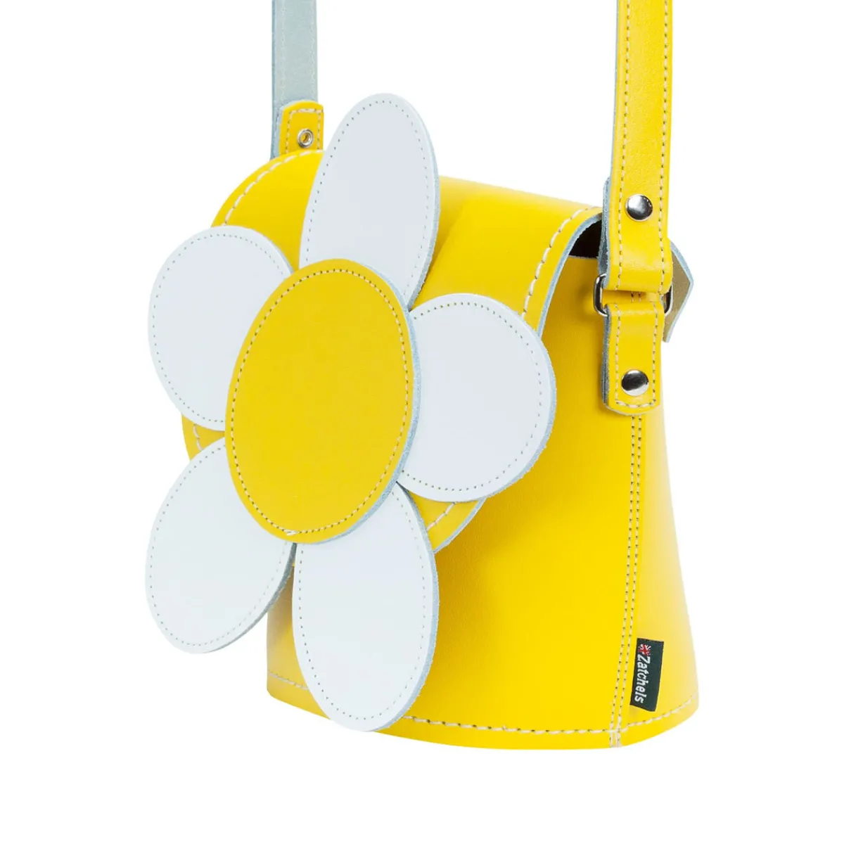 Zatchels Handmade Leather Daisy Barrel Bag - Pastel Yellow>Women Barrel Bags