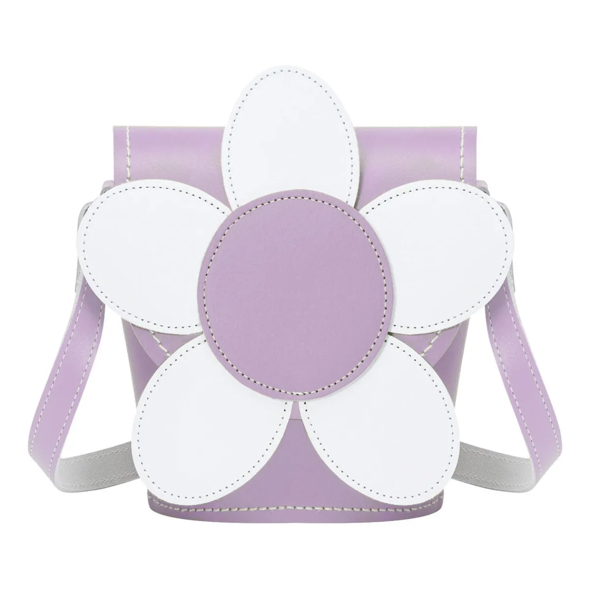 Zatchels Handmade Leather Daisy Barrel Bag - Pastel Violet>Women Barrel Bags