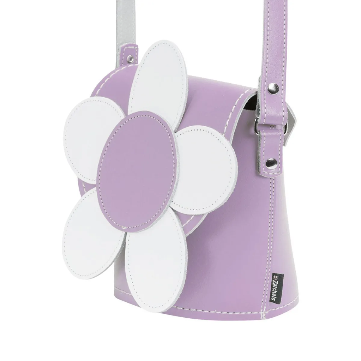 Zatchels Handmade Leather Daisy Barrel Bag - Pastel Violet>Women Barrel Bags